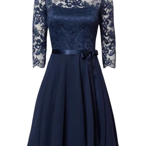 Swing Cocktailkleid Aus Floraler Spitze Mit Ausgestelltem Rockteil – Dunkelblau 9